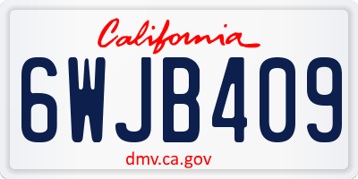 CA license plate 6WJB409