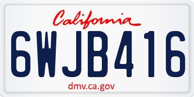 CA license plate 6WJB416