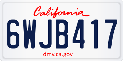 CA license plate 6WJB417