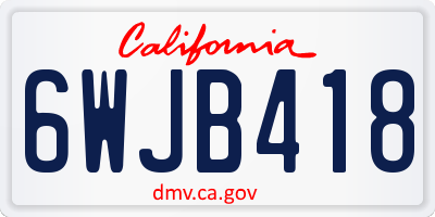 CA license plate 6WJB418