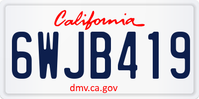 CA license plate 6WJB419