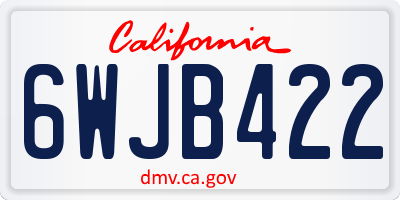 CA license plate 6WJB422