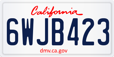 CA license plate 6WJB423
