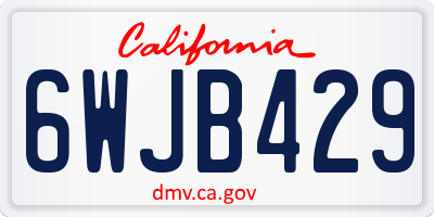 CA license plate 6WJB429