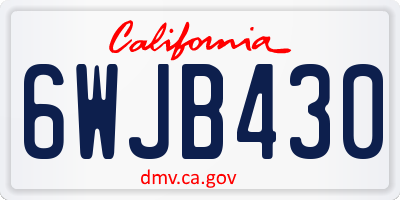 CA license plate 6WJB430