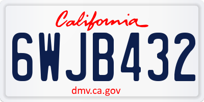 CA license plate 6WJB432