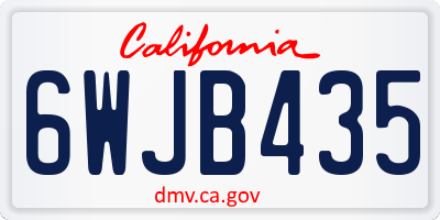 CA license plate 6WJB435