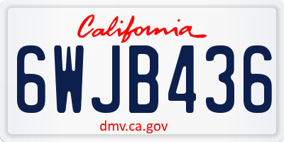 CA license plate 6WJB436