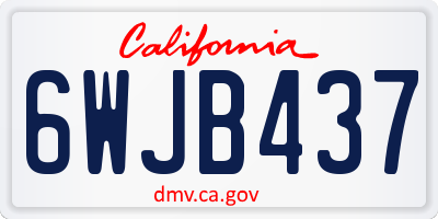 CA license plate 6WJB437