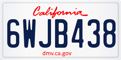 CA license plate 6WJB438