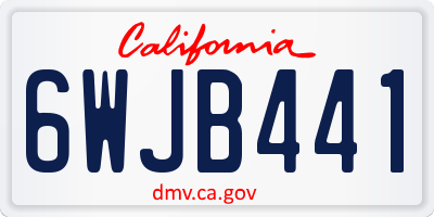 CA license plate 6WJB441