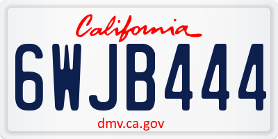 CA license plate 6WJB444