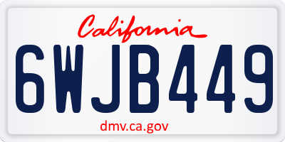 CA license plate 6WJB449