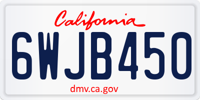 CA license plate 6WJB450