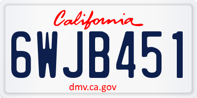 CA license plate 6WJB451