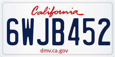 CA license plate 6WJB452