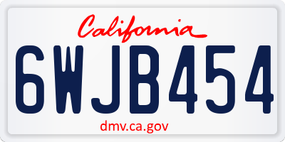 CA license plate 6WJB454