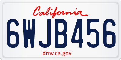 CA license plate 6WJB456
