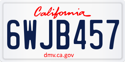 CA license plate 6WJB457