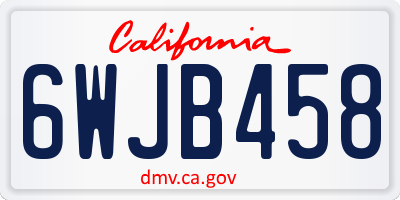 CA license plate 6WJB458