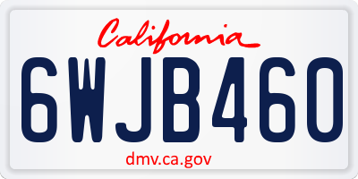 CA license plate 6WJB460