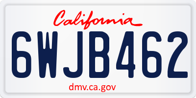 CA license plate 6WJB462