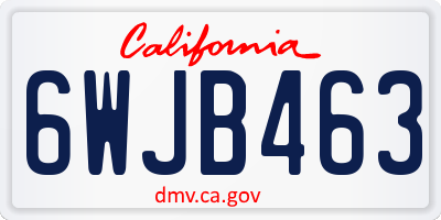 CA license plate 6WJB463