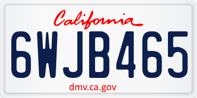 CA license plate 6WJB465