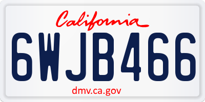 CA license plate 6WJB466