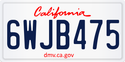 CA license plate 6WJB475