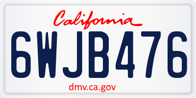CA license plate 6WJB476