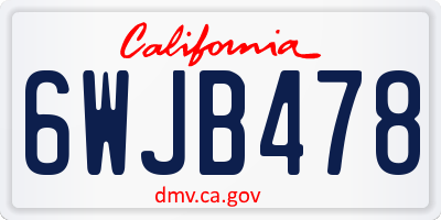 CA license plate 6WJB478