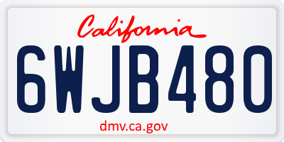 CA license plate 6WJB480