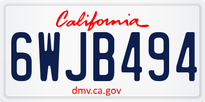 CA license plate 6WJB494