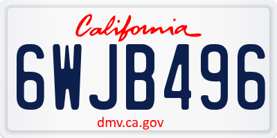 CA license plate 6WJB496