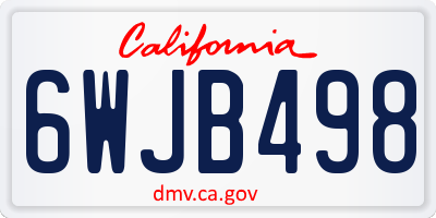 CA license plate 6WJB498