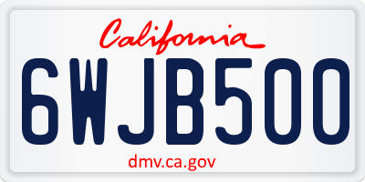 CA license plate 6WJB500