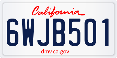 CA license plate 6WJB501