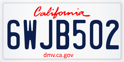 CA license plate 6WJB502