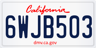 CA license plate 6WJB503
