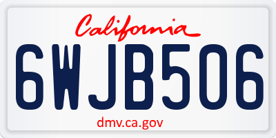 CA license plate 6WJB506