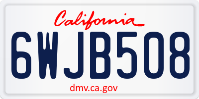 CA license plate 6WJB508