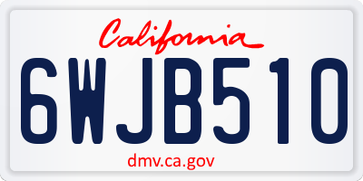CA license plate 6WJB510