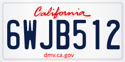 CA license plate 6WJB512