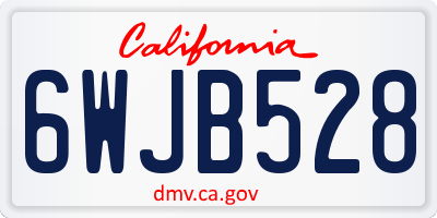 CA license plate 6WJB528