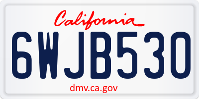 CA license plate 6WJB530