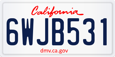 CA license plate 6WJB531