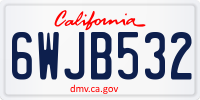 CA license plate 6WJB532