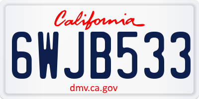 CA license plate 6WJB533