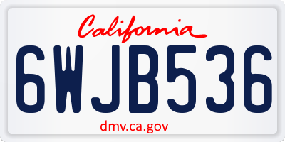CA license plate 6WJB536